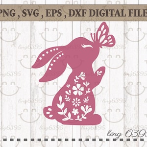 Osterhase svg, Niedliches Blumenkaninchen Silhouette, Frühlingshäschen , Clipart , svg , Png , Eps , Dxf