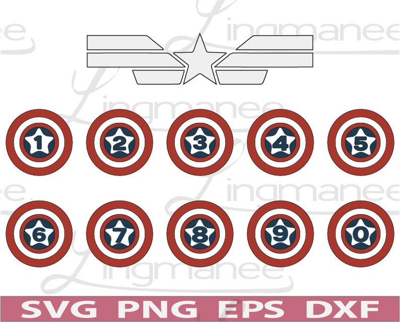 Captain America Number Svg Superhero Birthday Numbers Etsy