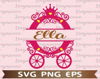 Princess Carriage Monogram SVG, Clipart Frames (Digital File)