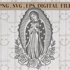 Virgen De Guadalupe Svg, Rosa Con Virgen María, Virgen María Png, Natividad Svg, Archivo De Corte Cricut Clipart Png Eps Svg