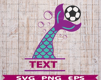 Mermaid Tail Soccer Ball Monogram SVG, PNG, EPS (Digital File)