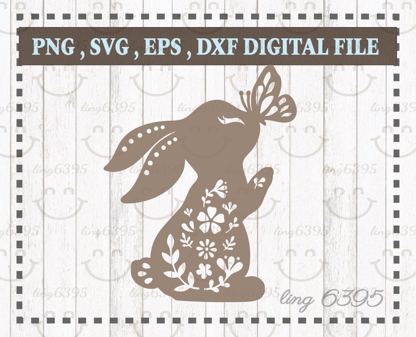 Easter Bunny Laser Cut Files , Bunny Svg , Floral Bunny , Easter ...