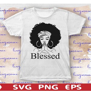 Black Woman Praying SVG PNG Clipart image 3