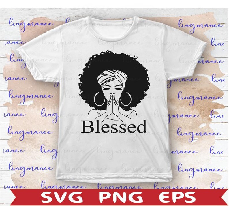 Black Woman Praying SVG PNG Clipart image 3