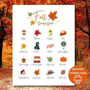 Fall Scavenger Hunt: Around Town Printable Game (PDF Download, 8.5x11 US Letter Size)