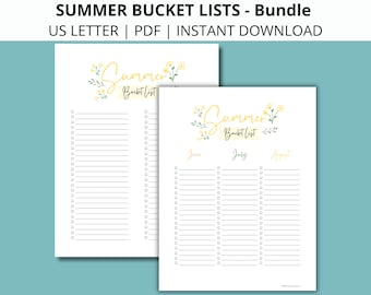 Summer Bucket List Bundle | Printable Planner (PDF)