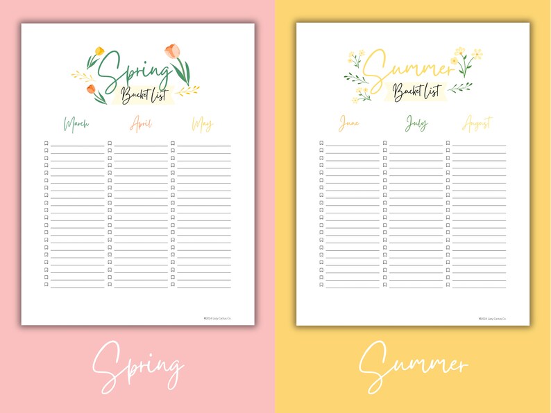 Seasonal Bucket Lists by Month: Printable PDF (US Letter) - Etsy