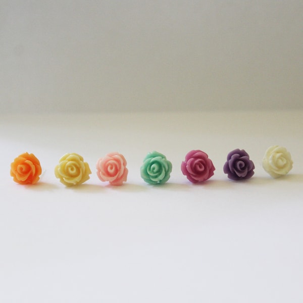 Rose Flower Clip On Earrings | Non Pierced Earrings | Invisible Clip Ons | Metal Free | Hypoallergenic Jewelry