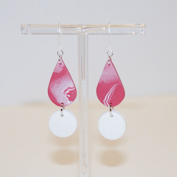 Metal Free Earring Posts Polymer Clay Teardrop Dangle Earrings Lightweight Earrings Hypoallergenic Plastic Post Etsy