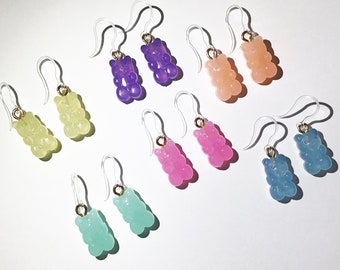 Gummy Bear Dangle Earrings • Non Metal Hooks • Hypoallergenic Earrings • Little Girl Jewelry • Gift • Back to School Accessories