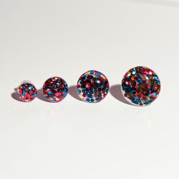 Colorful Confetti Stud Earrings | Metal Free | Party Confetti | Lightweight | Hypoallergenic Jewelry | Plastic Posts | Kids & Adults