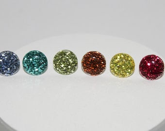 Metal Free Stud Earrings | Glitter Earrings | Non Metal | Plastic Post Earrings | Hypoallergenic for Sensitive Ears