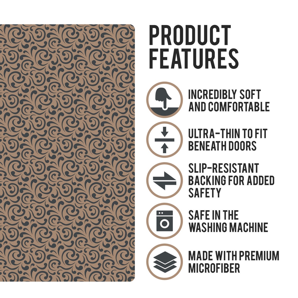 Floor Mat UltraThin Kitchen Rug with Rubber Backing 35x23 Etsy