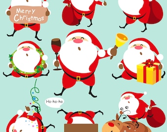 セール中 クリスマス サンタ クリップ アート、クリスマス ボーダー クリップ アート、クリスマス バナー、クリップ アート、スクラップブック、印刷可能なデジタル クリップ アート、インスタント DIY