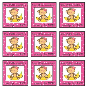 This Little Monkey&#39;s Ready To Pop - Baby Shower Favor Tag