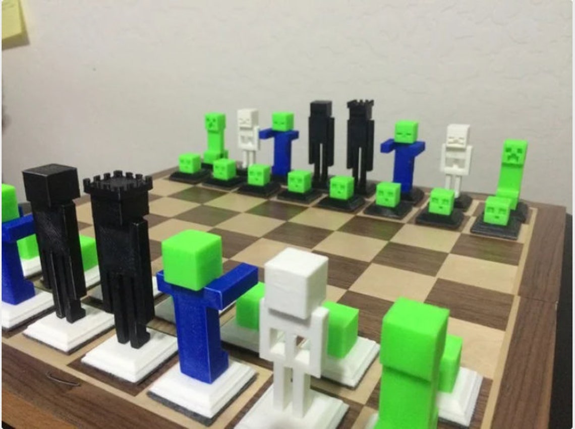Minecraft Chess Set 3d archivos stl imprimibles | Etsy