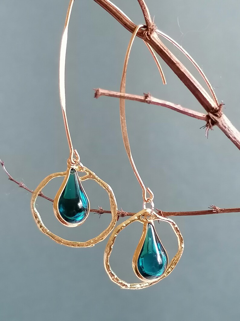 Red teardrop earrings dangle gold hoop earrings gift for mum aesthetic earrings