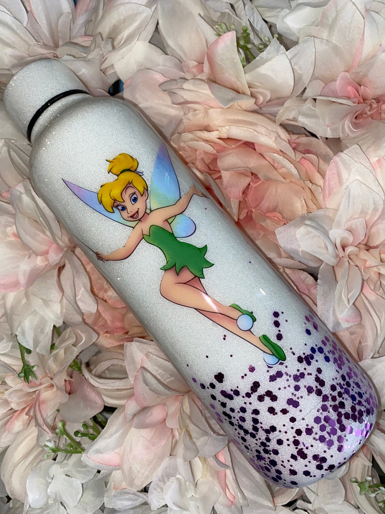 Tinker Bell Water Bottle Tinker Bell Tumbler Disney Etsy