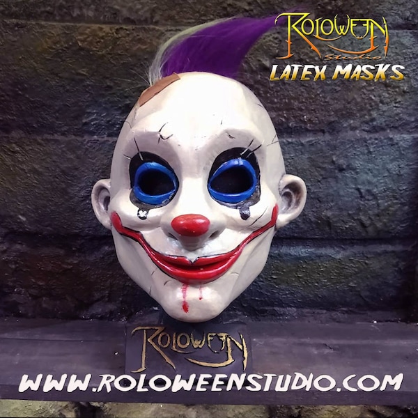 Grumpy clown  latex mask, joker Robber bank,the dark Knight, Halloween, immediate shipping