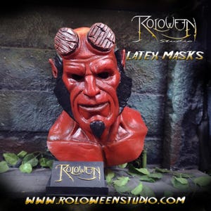 Hellboy latex mask - classic red demon mask - superhero cosplay - the golden army