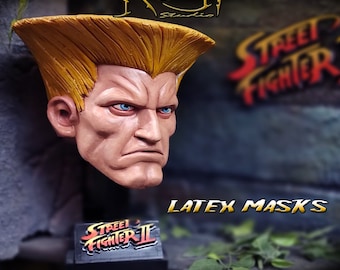 Guile Latex Mask - Realistic Street Fighter Cosplay - American Hero Military Style - SF6 SFII Video Game Replica - Hand-Painted Prop