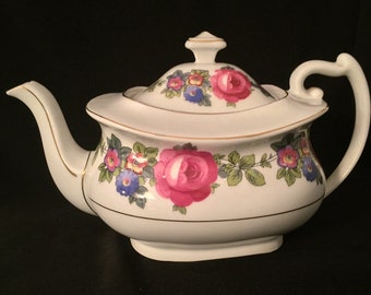 Vintage Phoenix Czeh Pink Rose Teapot Gold Trim Unique Handle Rose Flower Teapot Cottagecore Tea PotGrandmas China