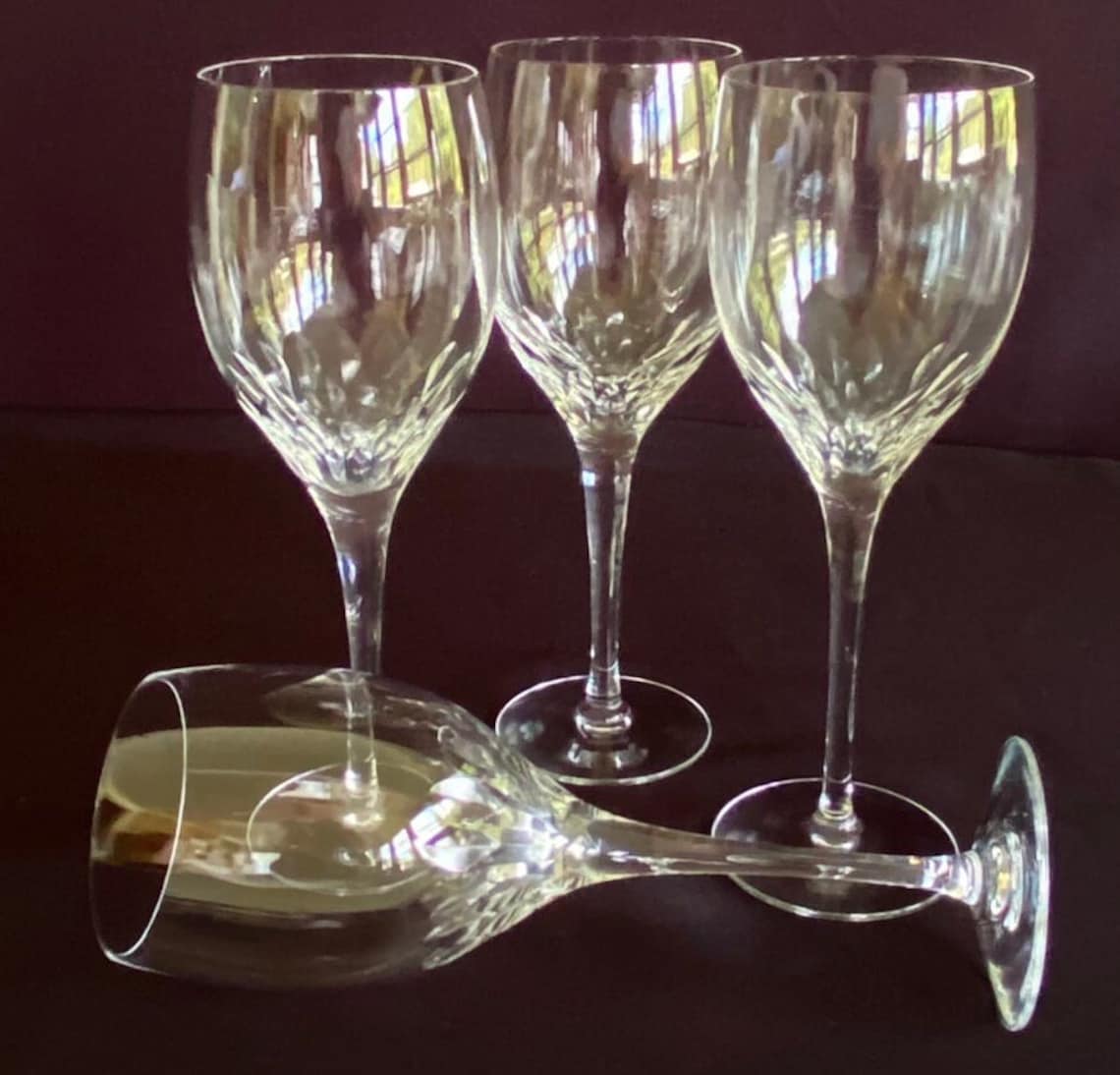 Orrefors Prelude Clear Wine Glasses Vertical Cut Bowl Set of 4 Etsy