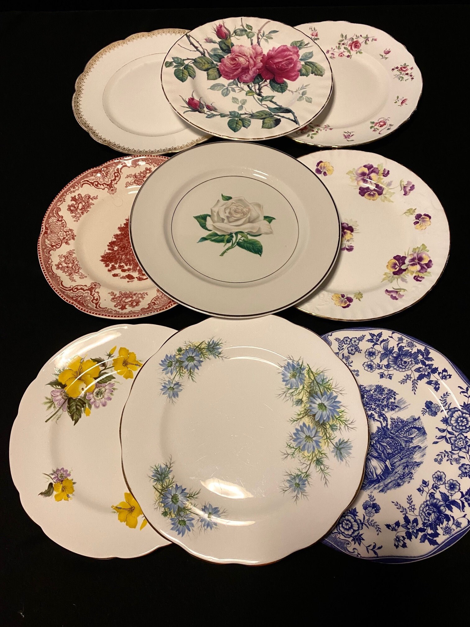 Luncheon Salad Plate Set of 6 Mix and Match Plates Mismatched Cottagecore England Bavaria Poland USA International Brunch