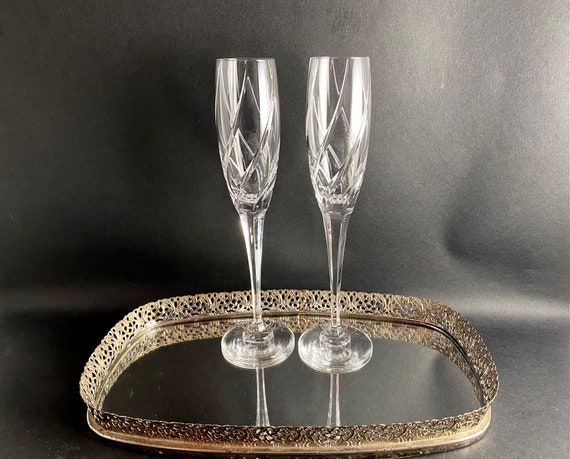 True Love Set of 2 Lead Crystal Champagne Flutes