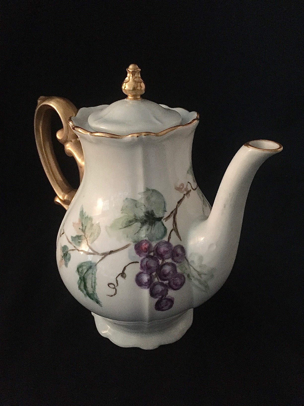 Vintage Hand Painted Teapot Germany Bavaria Grapes and Leaves Etsy