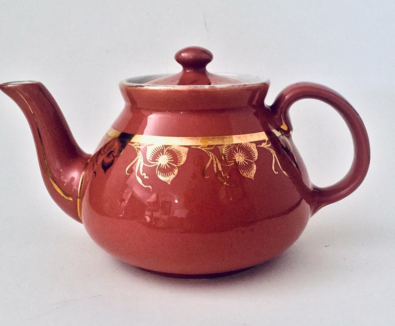 Beautiful Hall Teapot Mauve/maroon With Lovely Gold Floral Etsy