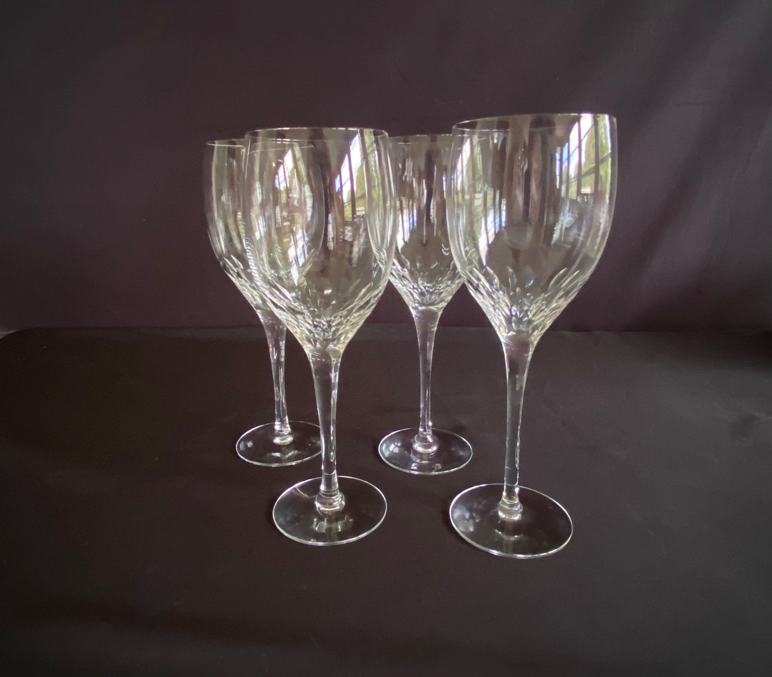 Orrefors Prelude Clear Wine Glasses Vertical Cut Bowl Set of 4 Etsy