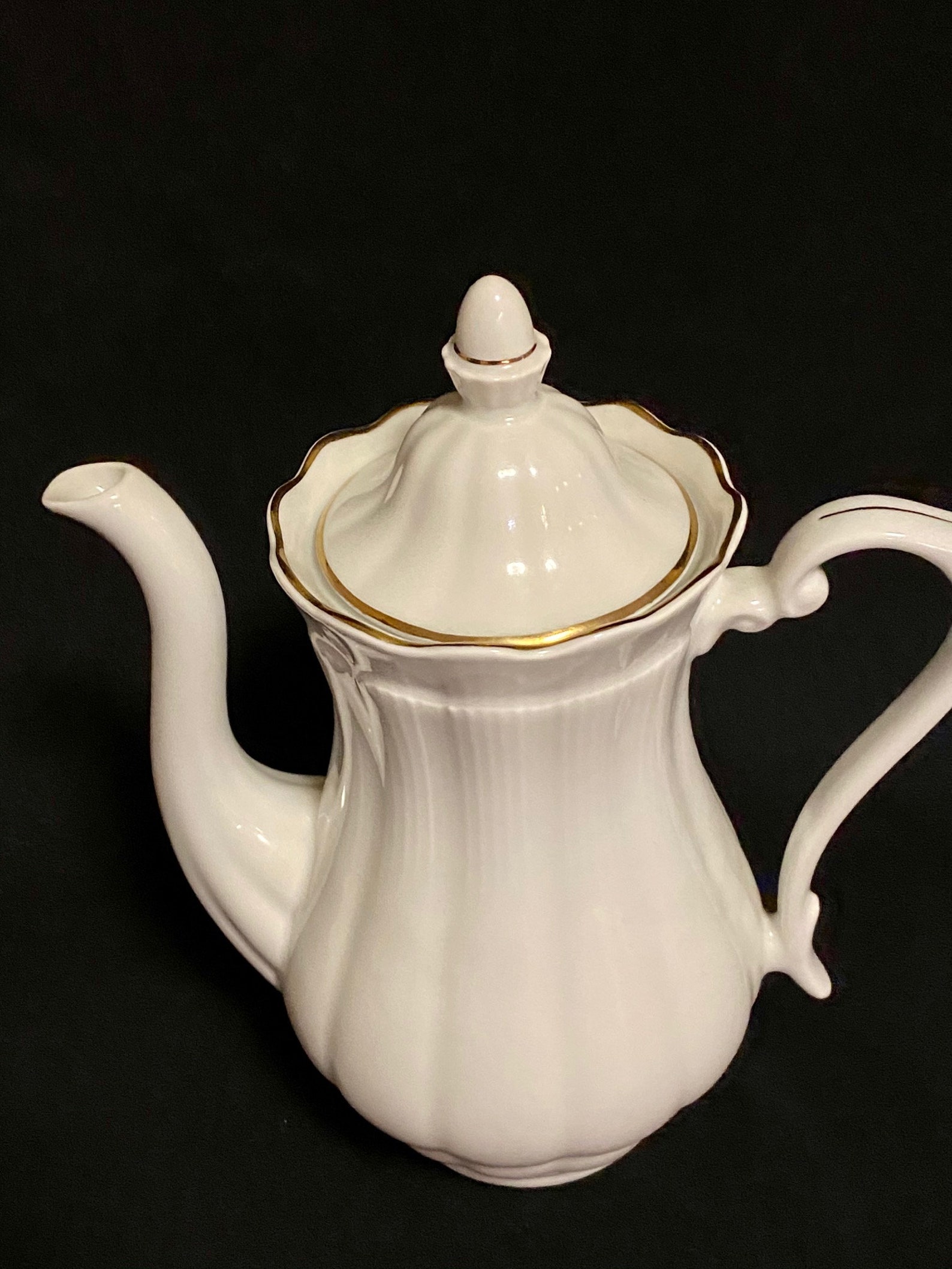 Classic Walbrzych Empire Teapot Porcelain Gold Verge and Trim Etsy