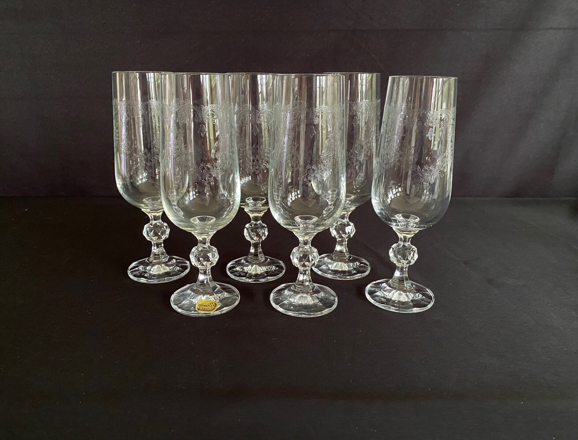 Crystal Champagne Glasses – Bohemian VRF collection - Bohemia Crystal -  Original crystal from Czech Republic.