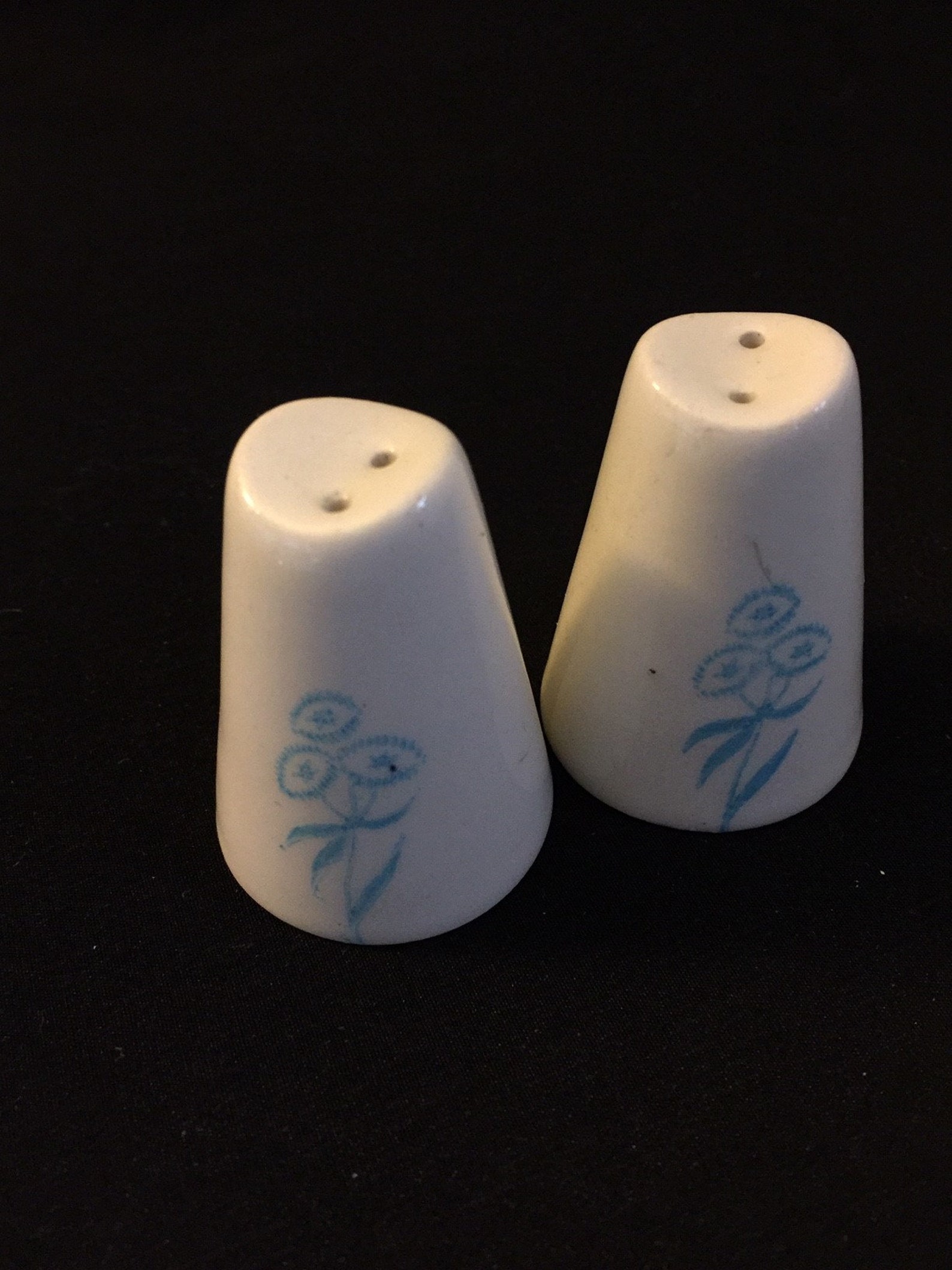 Vintage Mid Century Tiny Salt and Pepper Shakers Ceramic Blue Etsy