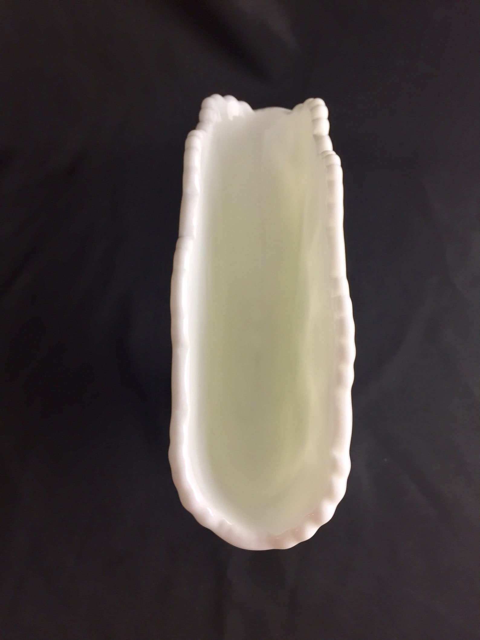 Vintage White Milk Glass Fan Vase 1940's Bridal Wedding Etsy