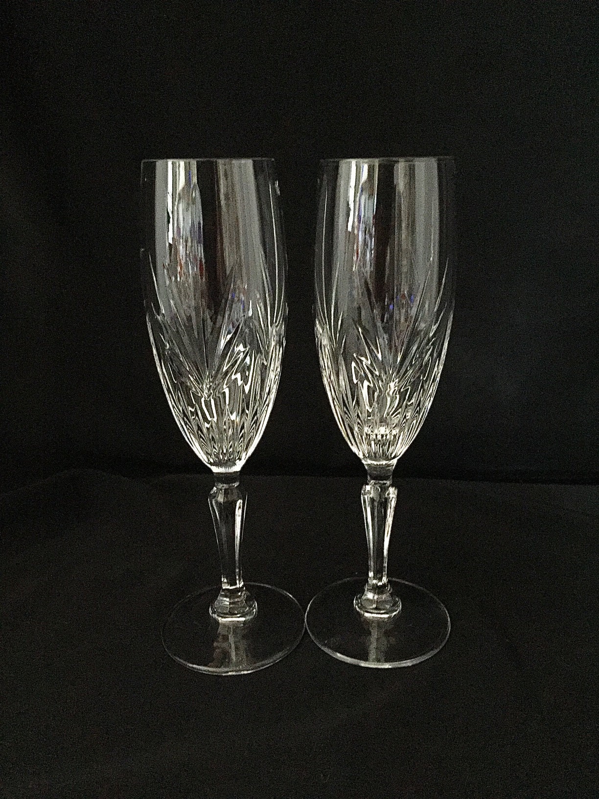 Set of 4 Mikasa Crystal Cachet Gold Champagne Flutes Fine Stemware 