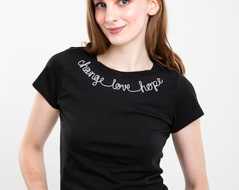 Hope T-shirt • Kamala/Walz 2024 • Hand Chain-Stitched T-shirt • Organic Cotton