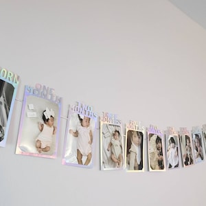 First birthday banner, first birthday photo banner, banner, birthday banner, one yea banner, monthly photo, 12 month banner, baby, milestone