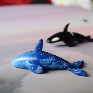 Galaxy Orca Whale - Clay Orca Whale Necklace, Ocean Jewellery, Sealife Jewellery, Nature Lover Gift, Surfer Gift, Night Sky Whale
