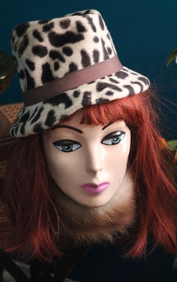 1980's leopard Fedora Hat