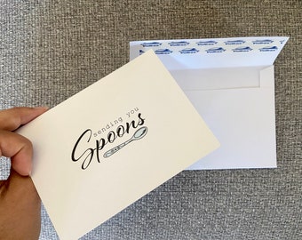 Sending you spoons, chronic illness, autoimmune disorder, endometriosis, PCOS, greeting card, feel better soon card