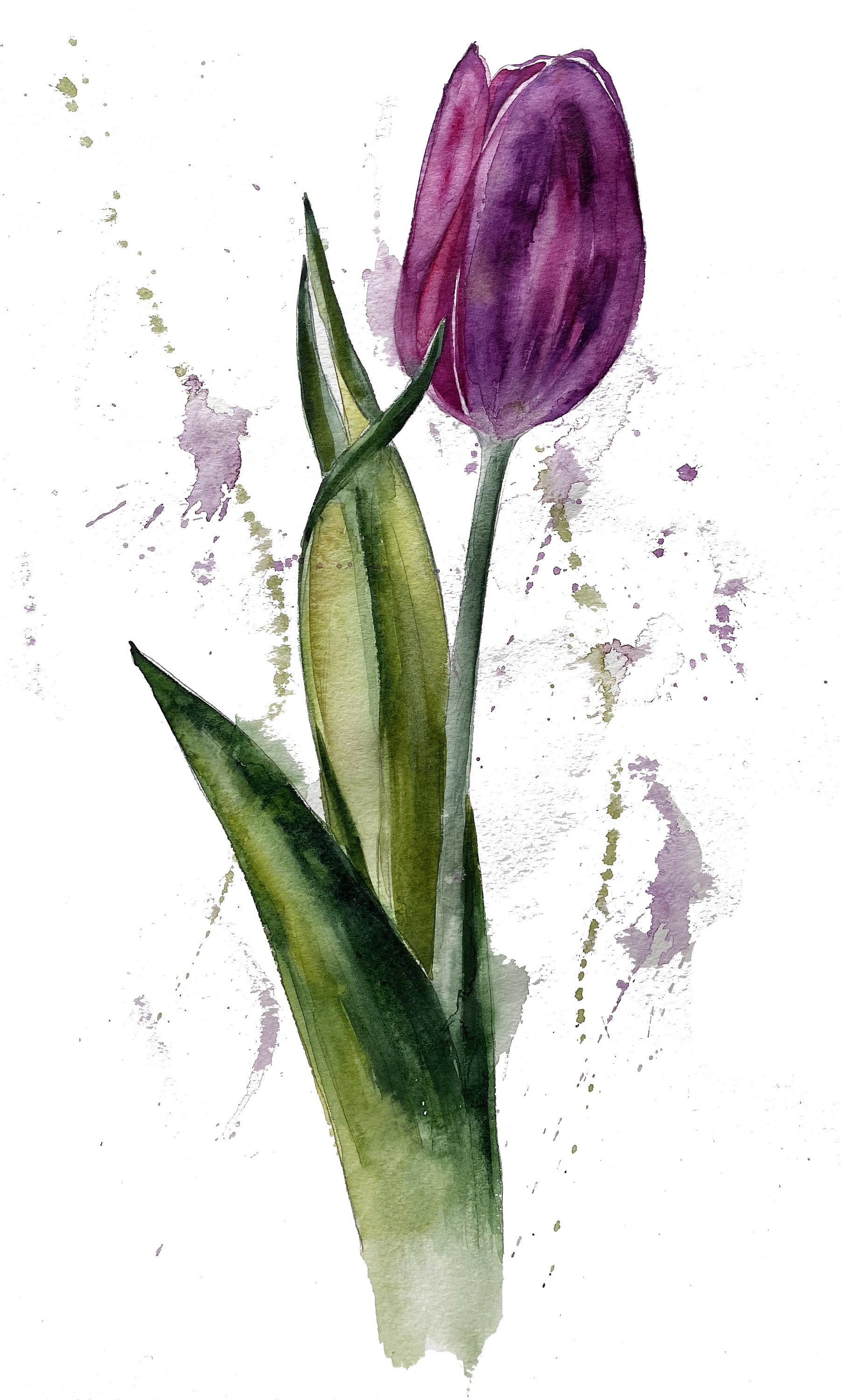 Original watercolor Tulip Painting Flower Wall Art Printable Etsy