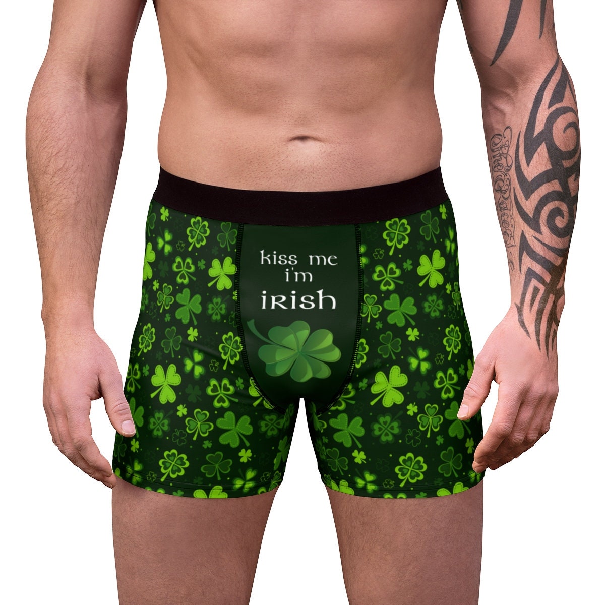 St. Patrick's Day Boxers Briefs for Him Lucky Underwear Kiss Me Im ...