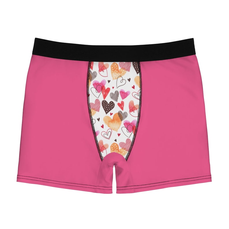 Boxer Briefs Valentine Day for Men Pink and White Hearts Sexy Design