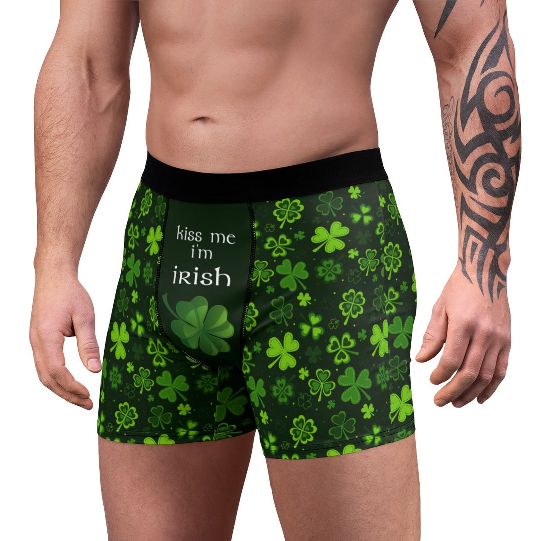 St. Patrick's Day Boxers Briefs for Him Lucky Underwear Kiss Me Im ...
