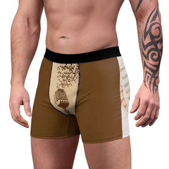 Mens Boxer Underpants Musique Notes Trompette Microphone Song Singer Musician Wind Instrument Gag cadeau Creative Joke Khaki Military Cool Funny Etsy France