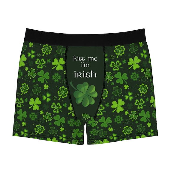 St. Patrick's Day Boxers Briefs for Him Lucky Underwear Kiss Me Im Irish  Good Luck Charm St Patty's Day Fun Gift Gag Green Clover Leaf 