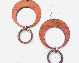 Hoop Circular Inside out Laser cut wooden earrings