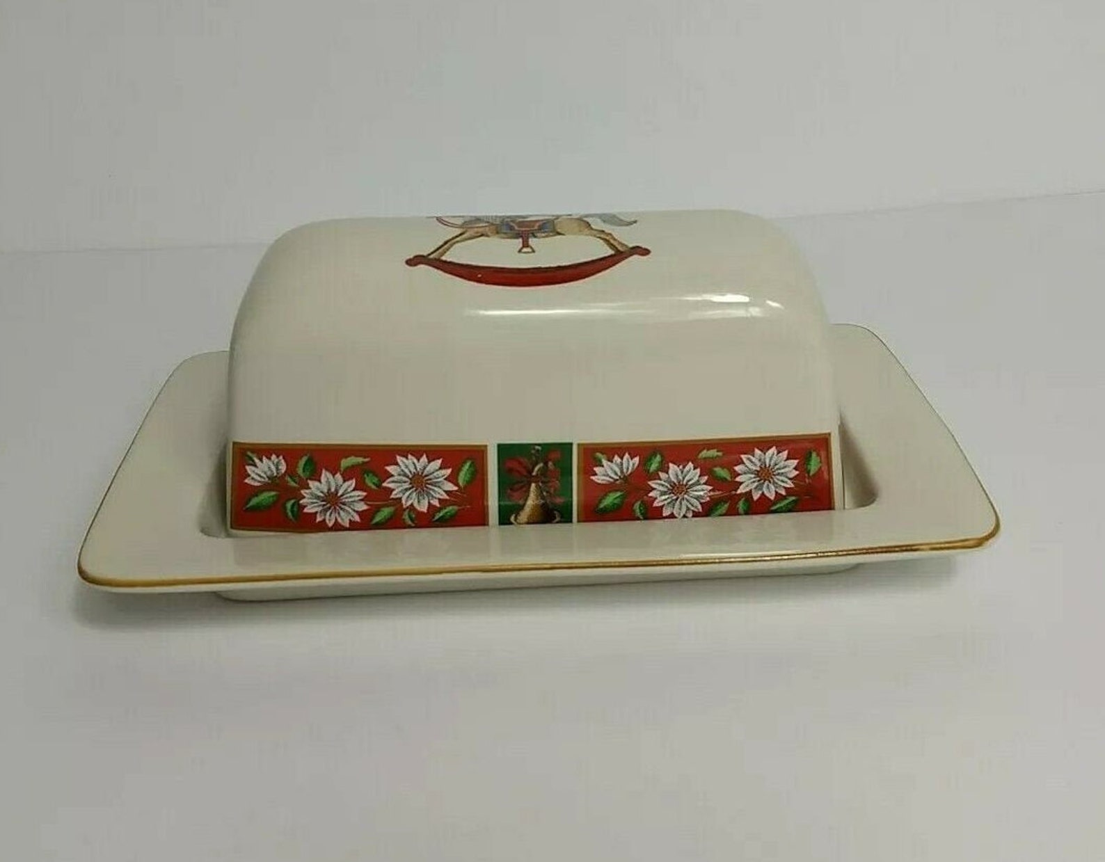 Vintage Charlton Hall Kobe Japan Christmas Covered Butter Dish Etsy